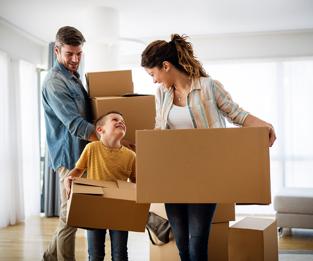 photo of a family moving into a new home
